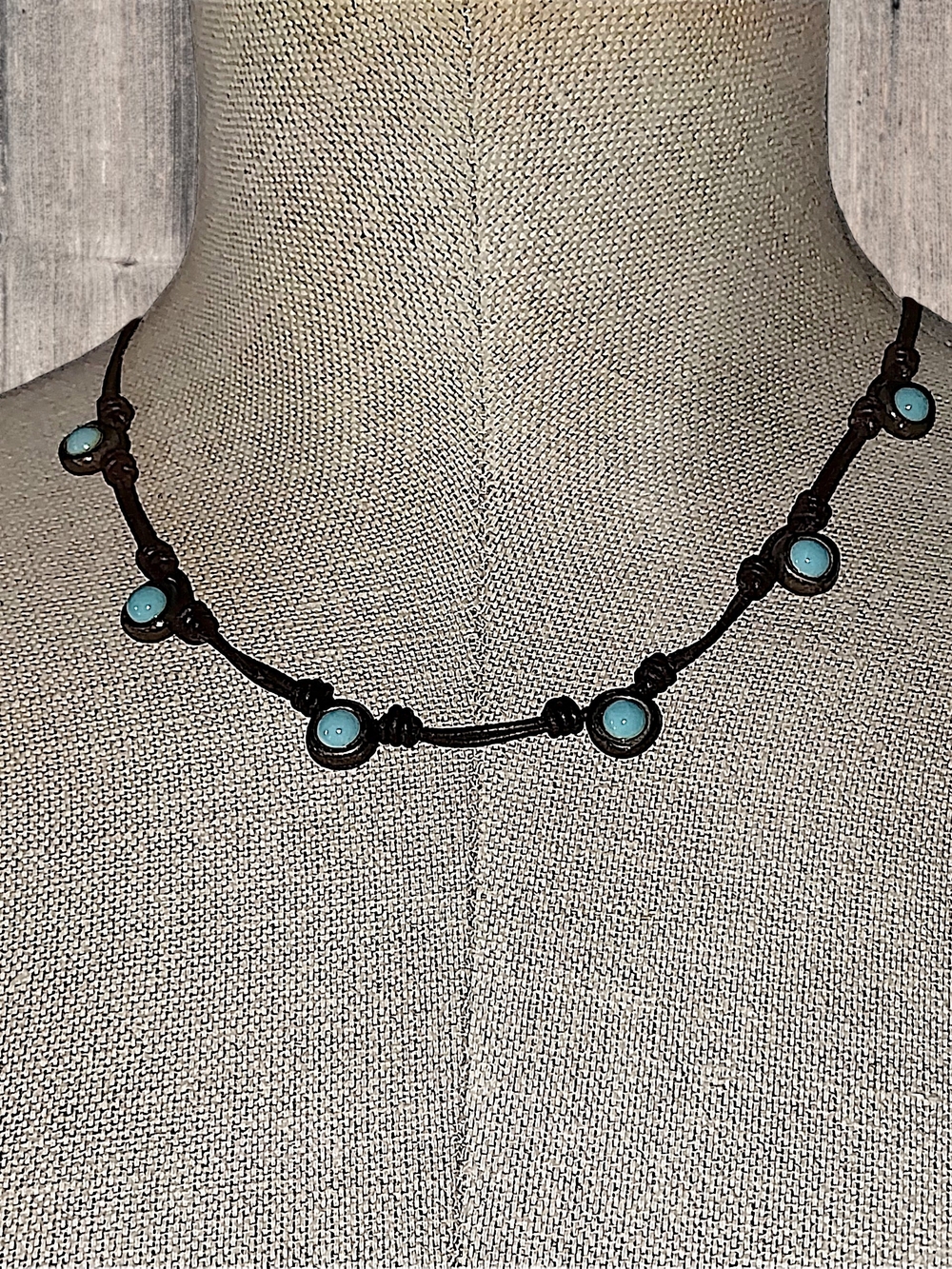 Cord Necklace with Turquoise Bead Accents
